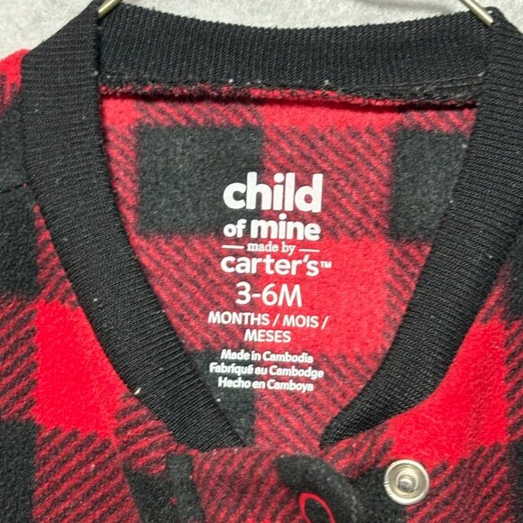 Carter's Baby 3-6M Lot of 2 Fleece Zip-Up 1-Piece Red Gray Bear Pajama Jumpsuit - Picture 7 of 7